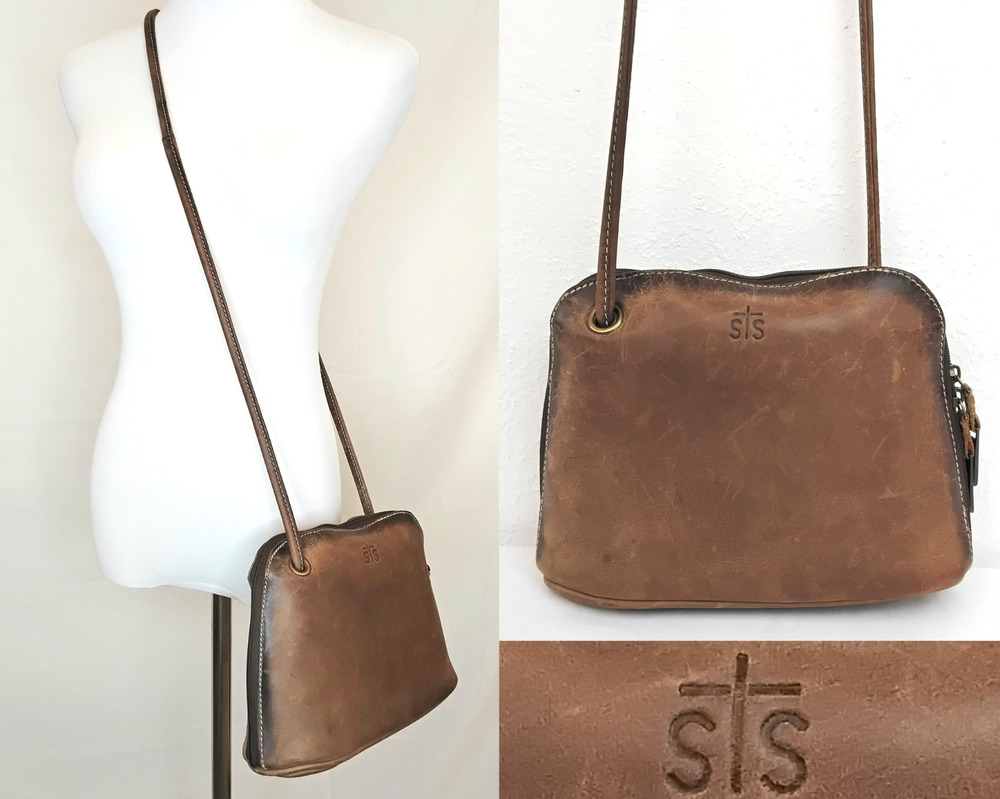 STS Ranchwear Purse Baroness Crossbody Leather Bag Brown Disstressed #J6008